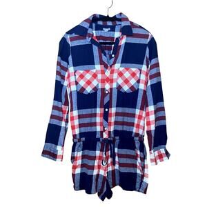 Aerie - Petite Small - Red White Blue Plaid Romper - Great Condition!